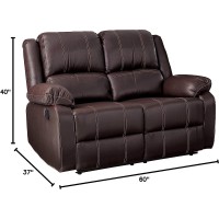 Acme Zuriel Faux Leather Motion Reclining Loveseat In Brown