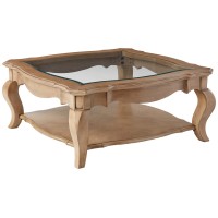Acme Chelmsford Coffee Table - - Antique Taupe & Clear Glass