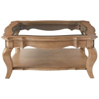 Acme Chelmsford Coffee Table - - Antique Taupe & Clear Glass