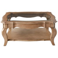 Acme Chelmsford Coffee Table - - Antique Taupe & Clear Glass