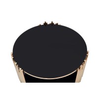 Acme Tanquin Modern Round Glass Top Coffee Table In Black And Gold