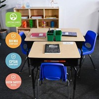 Ecr4Kids Open Front Desk With Metal Storage Book Box, Adjustable, Classroom Furniture, Maple/Black