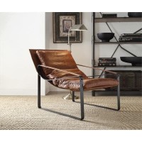 Acme Quoba Top Grain Leather Upholstery Accent Chair In Cocoa