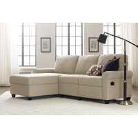 Serta Copenhagen Reclining Sectional Sofa With Left Chaise Small Couch With Built-In Storage Low-Maintenance & Family-Friendly Fabric Beige