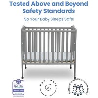 Delta Children Folding Portable Mini Baby Crib With 15-Inch Mattress - Greenguard Gold Certified, Grey