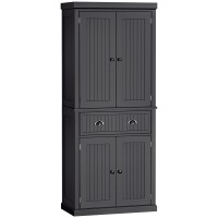Homcom 72 Kitchen Pantry, Tall Storage Cabinet, Freestanding Cupboard With Drawer, Doors And Adjustable Shelves, Black