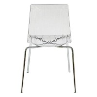 Leisuremod Ralph Mid-Century Dining Chair With Chrome Base In Clear, Set Of 4