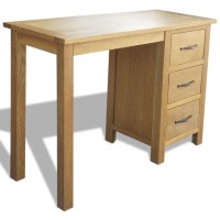 Vidaxl Desk With 3 Drawers Solid Oak Wood 41.7X15.7X29.5