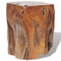 Vidaxl Versatile Stool - Fully Handmade Solid Teak Wood Block - Rustic Charm Footrestside Table - Unique Grain Pattern And Natural Color Variation
