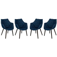 Leisuremod Milburn Tufted Denim Blue Accent Chair With Walnut Wood Legs (4)