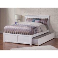 Atlantic Furniture Madison Full Platform Bed With Flat Panel Foot Board And Twin Size Urban Trundle Bed In White