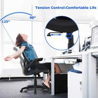 Home Office Chair Mesh Desk Chair Computer Chair With Lumbar Support Flip Up Arms Ergonomic Chair Adjustable Swivel Rolling Executive Mid Back Task Chair For Women Adults, Black