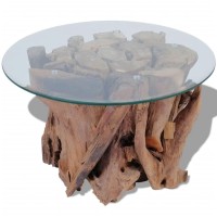Vidaxl Coffee Table Solid Teak Driftwood 23.6