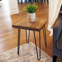 Welland Square Old Elm Wood End Table Rustic Surface Side Table