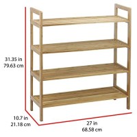 Oceanstar 4-Tier Bamboo, Natural Shoe Rack, Medium