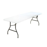 Coscoproducts Deluxe 8 Foot X 30 Inch Fold-In-Half Blow Molded Folding Table, White