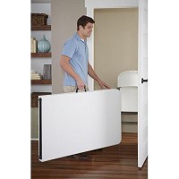 Coscoproducts Deluxe 8 Foot X 30 Inch Fold-In-Half Blow Molded Folding Table, White