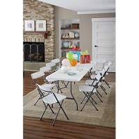 Coscoproducts Deluxe 8 Foot X 30 Inch Fold-In-Half Blow Molded Folding Table, White