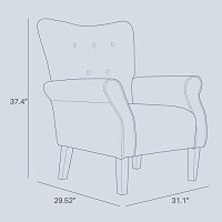 Belleze Modern Accent Chair For Living Room, High Back Armchair With Wooden Legs, Upholstered Wingback Side Chair Padded Armrest Single Sofa Club Chair For Living Room, Bedroom - Allston (Beige)