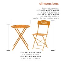 Alpine Corporation Msy100A-Or Bistro Set, Table: 24 L X 24 W X 28 H Chair: 17 L 18 W X 33 H, Orange