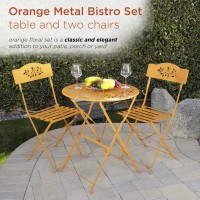Alpine Corporation Msy100A-Or Bistro Set, Table: 24 L X 24 W X 28 H Chair: 17 L 18 W X 33 H, Orange
