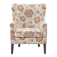 Madison Park Colette Accent Chairs-Hardwood, Plywood, Wing Back Living Armchair Modern Classic Style Family Room Sofa Furniture, Cream