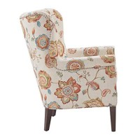 Madison Park Colette Accent Chairs-Hardwood, Plywood, Wing Back Living Armchair Modern Classic Style Family Room Sofa Furniture, Cream