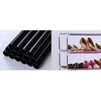 Txt&Baz 27-Pairs Portable Boot Rack Double Row Shoe Rack Covered With Nonwoven Fabric(7-Tiers Black)