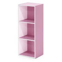 Furinno 3-Tier Open Shelf Bookcase, Whitepink 11003Whpi