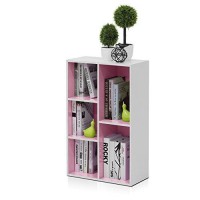 Furinno 5-Cube Reversible Open Shelf, White/Pink 11069Wh/Pi
