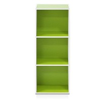 Furinno Pasir 3-Tier Open Shelf Bookcase, Whitegreen 11003Whgr