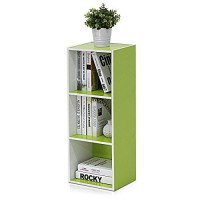 Furinno Pasir 3-Tier Open Shelf Bookcase, Whitegreen 11003Whgr