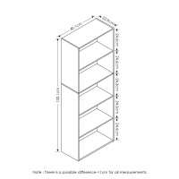 Furinno Luder Bookcase / Book / Storage , 5-Tier, White/Light Blue