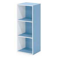 Furinno 3-Tier Open Shelf Bookcase, Whitelight Blue 11003Whlbl