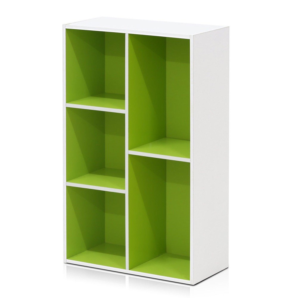 Furinno Luder Bookcase Book Storage , 5-Cube, Whitegreen