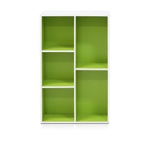 Furinno Luder Bookcase Book Storage , 5-Cube, Whitegreen