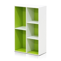 Furinno Luder Bookcase Book Storage , 5-Cube, Whitegreen
