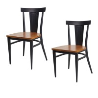 Dporticus Dining Chairs W/Wood Seat And Metal Legs Kitchen Side Chairs Residential Or Commercial Use - Set Of 2 Black