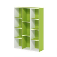 Furinno 11107Wh-Gr 7 Reversible, 11-Cube, White Green