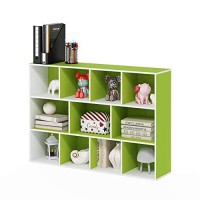 Furinno 11107Wh-Gr 7 Reversible, 11-Cube, White Green