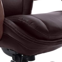 La-Z-Boy Harnett Big & Tall Executive Office Comfort Core Cushions, Ergonomic High-Back Chair With Solid Wood Arms, Bonded Leather, Coffee Brown