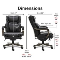 La-Z-Boy Harnett Big & Tall Executive Office Comfort Core Cushions, Ergonomic High-Back Chair With Solid Wood Arms, Bonded Leather, Black