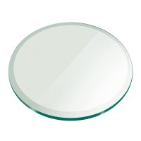 Fab Glass And Mirror 64 Inch Round Tempered 1/2 Thick Beveled Polish Glass Table Top, 64, Clear