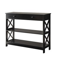 Convenience Concepts Oxford 1 Drawer Console Table With Shelves, Black