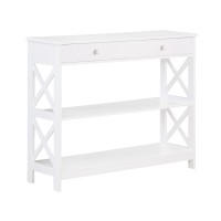 Convenience Concepts Oxford 1 Drawer Console Table With Shelves, White