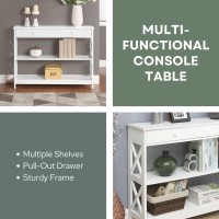 Convenience Concepts Oxford 1 Drawer Console Table With Shelves, White