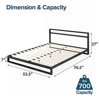 Zinus Trisha Metal Platforma Bed Frame With Headboard / Wood Slat Support / No Box Spring Needed / Easy Assembly, Full
