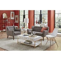 Osp Home Furnishings Oakley Mid-Century Modern Bucket Chair, Faux Leather,White