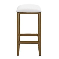 Dorel Living Tanner 3-Piece Brass Pub Set With Faux Marble Top, White