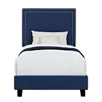 Picket House Furnishings Emery Upholstered Twin Panel Bed In Blue